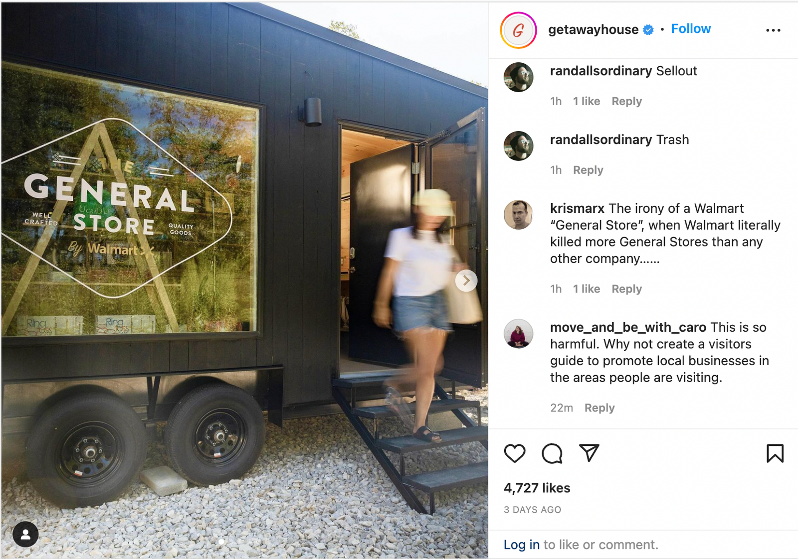 Getaway announced the Walmart partnership on Instagram.
